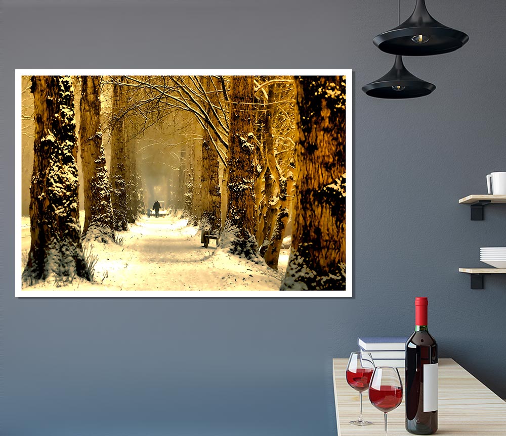 Beautiful Tree Passage Winter Print Poster Wall Art