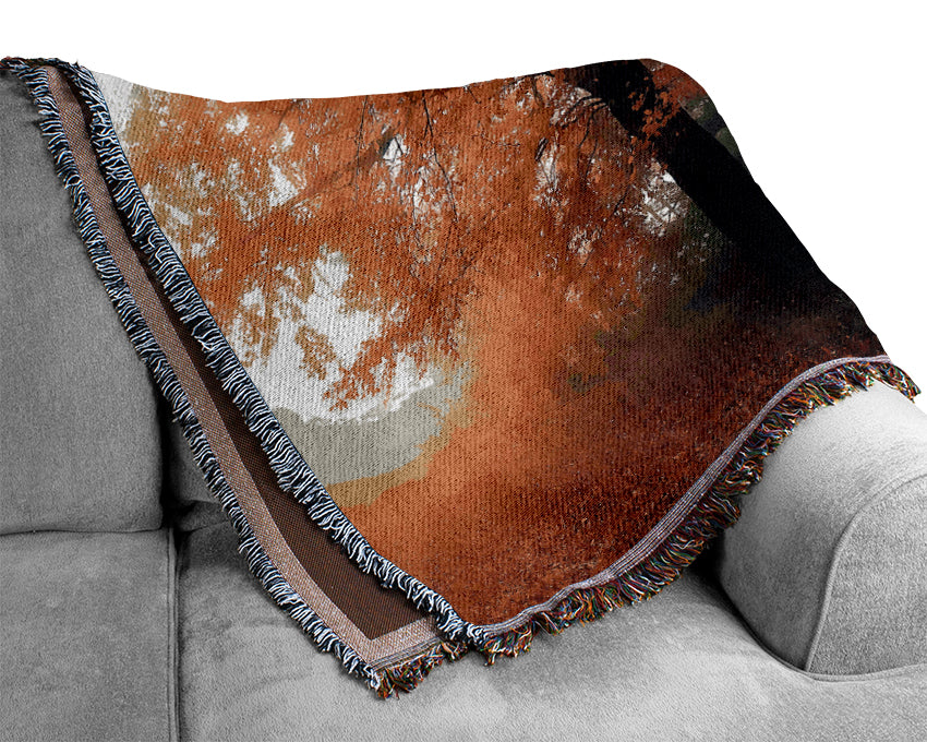 Autumn Orange Mist Woven Blanket