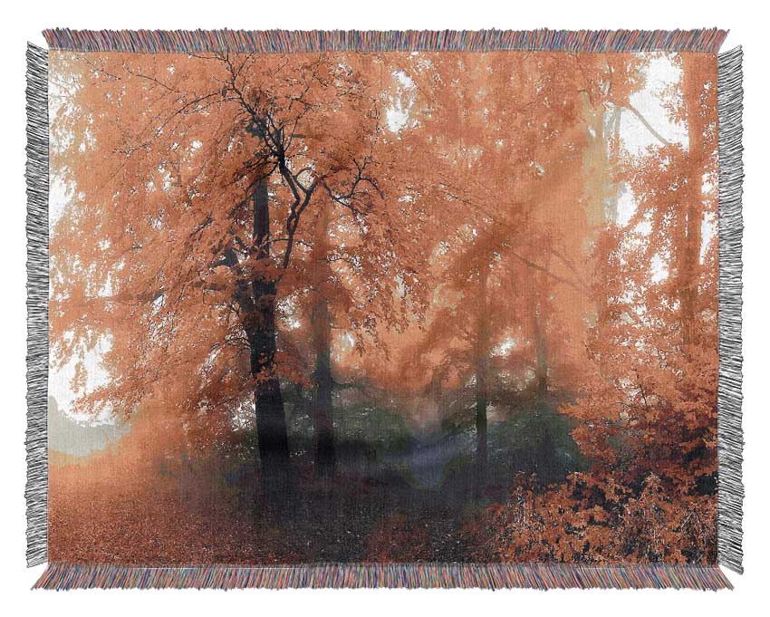 Autumn Orange Mist Woven Blanket
