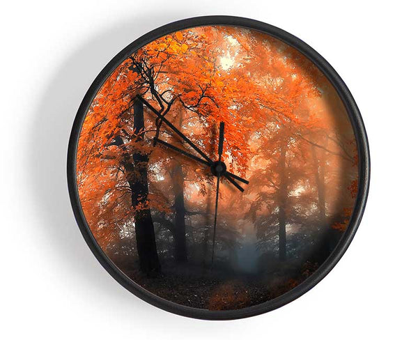 Autumn Orange Mist Clock - Wallart-Direct UK