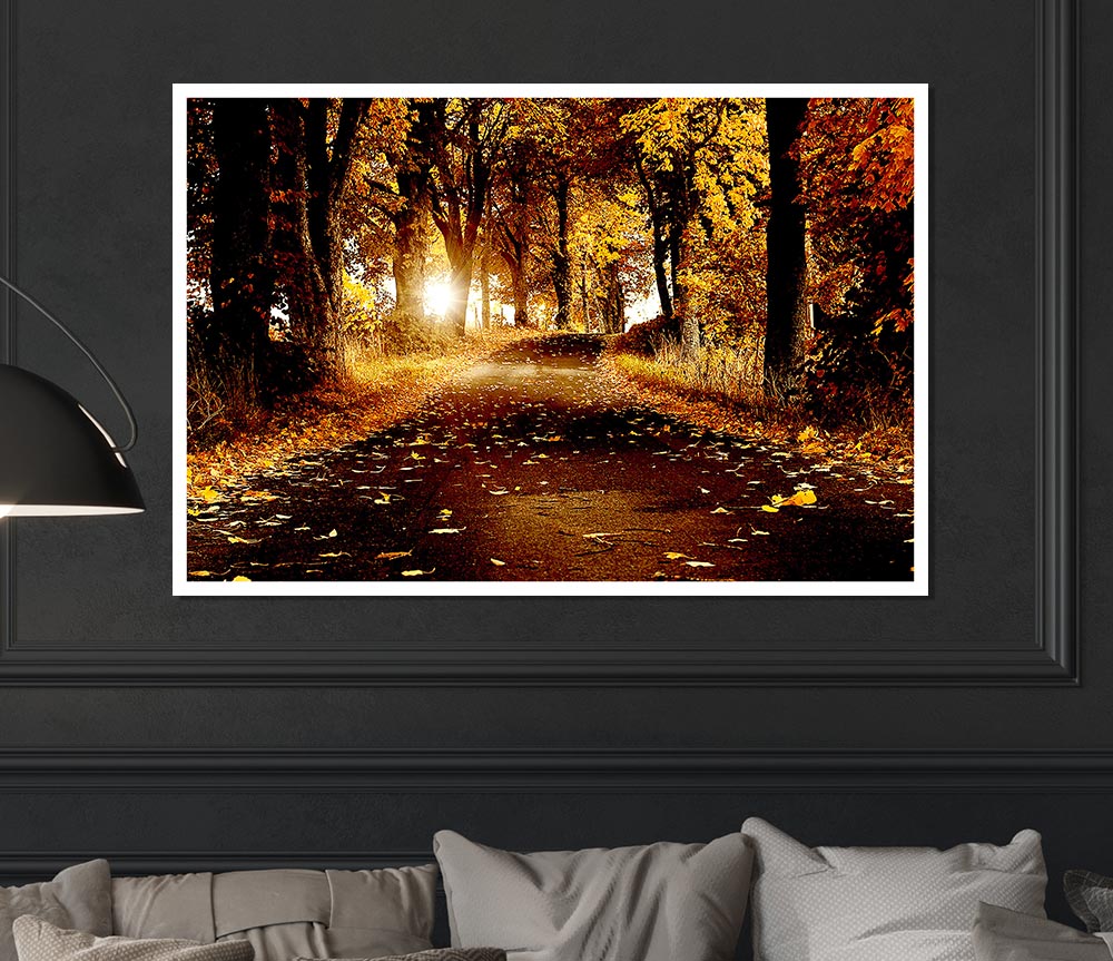 Autumn Golden Leaves Print Poster Wall Art