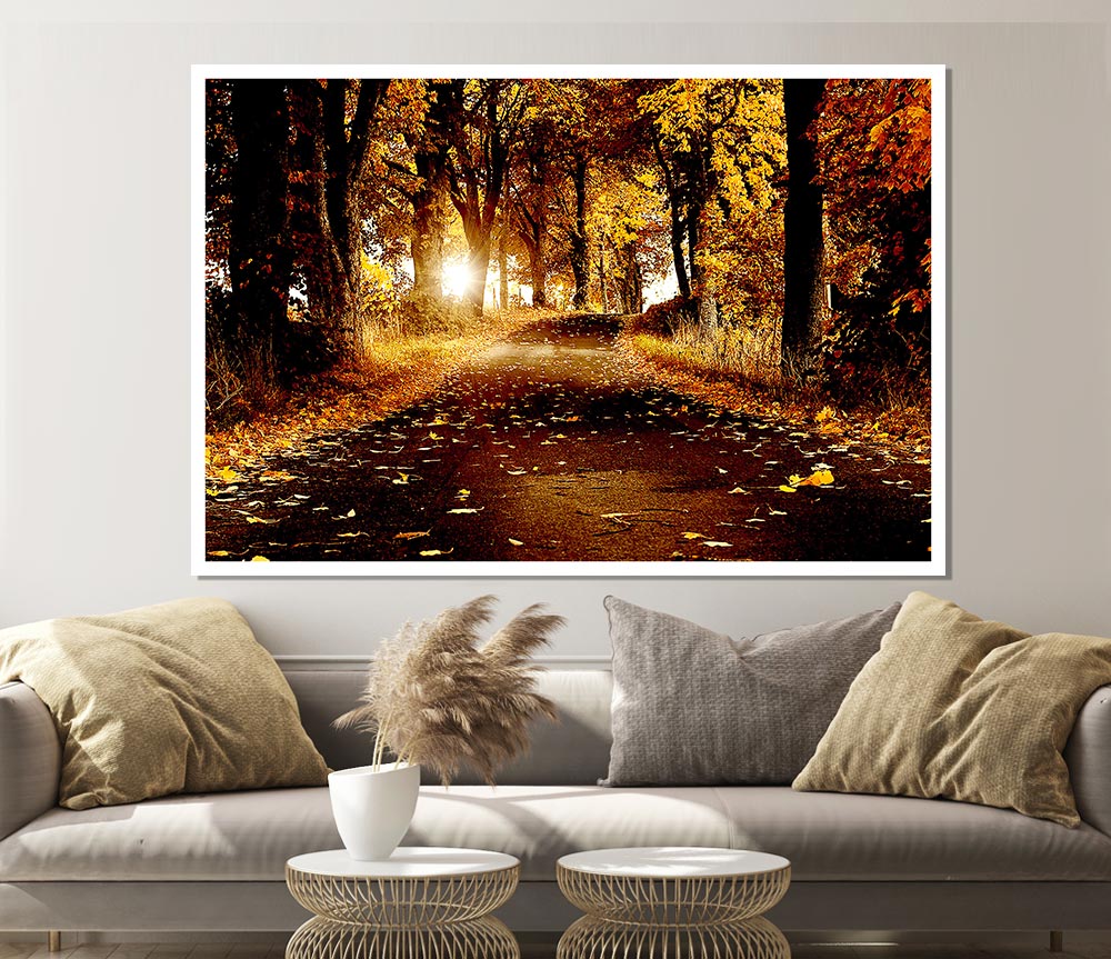 Autumn Golden Leaves Print Poster Wall Art