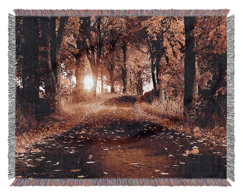 Autumn Golden Leaves Woven Blanket