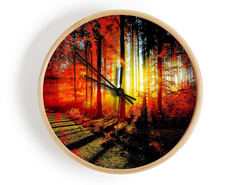 Red Forest Clock - Wallart-Direct UK