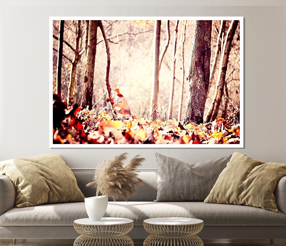 Leaves On The Autumn Ground Print Poster Wall Art