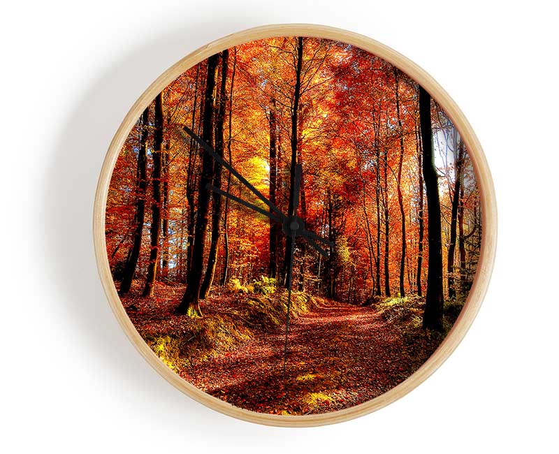 Fall Forest Path Clock - Wallart-Direct UK