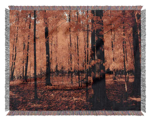 In The Depth Of The Orange Forest Woven Blanket