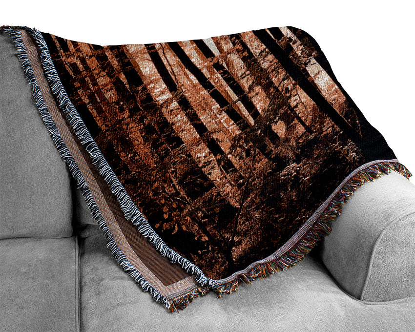 Beautiful Forest Road Autumn Woven Blanket