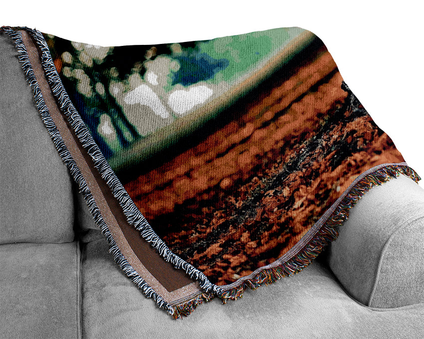 Tree Trunk In Autumn Woven Blanket