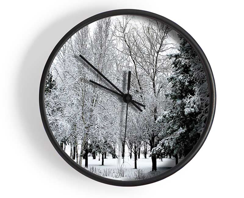 Winter In The Snow Forest Clock - Wallart-Direct UK