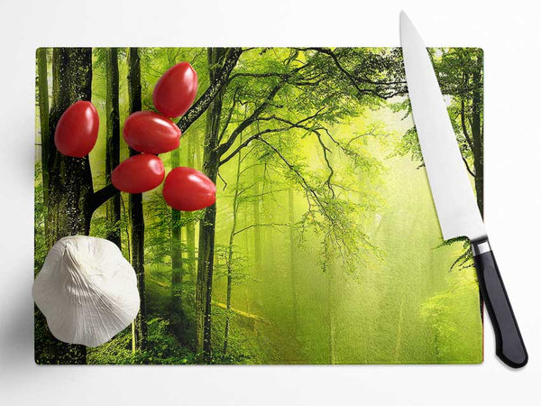 Beautiful Green Forest Glass Chopping Board