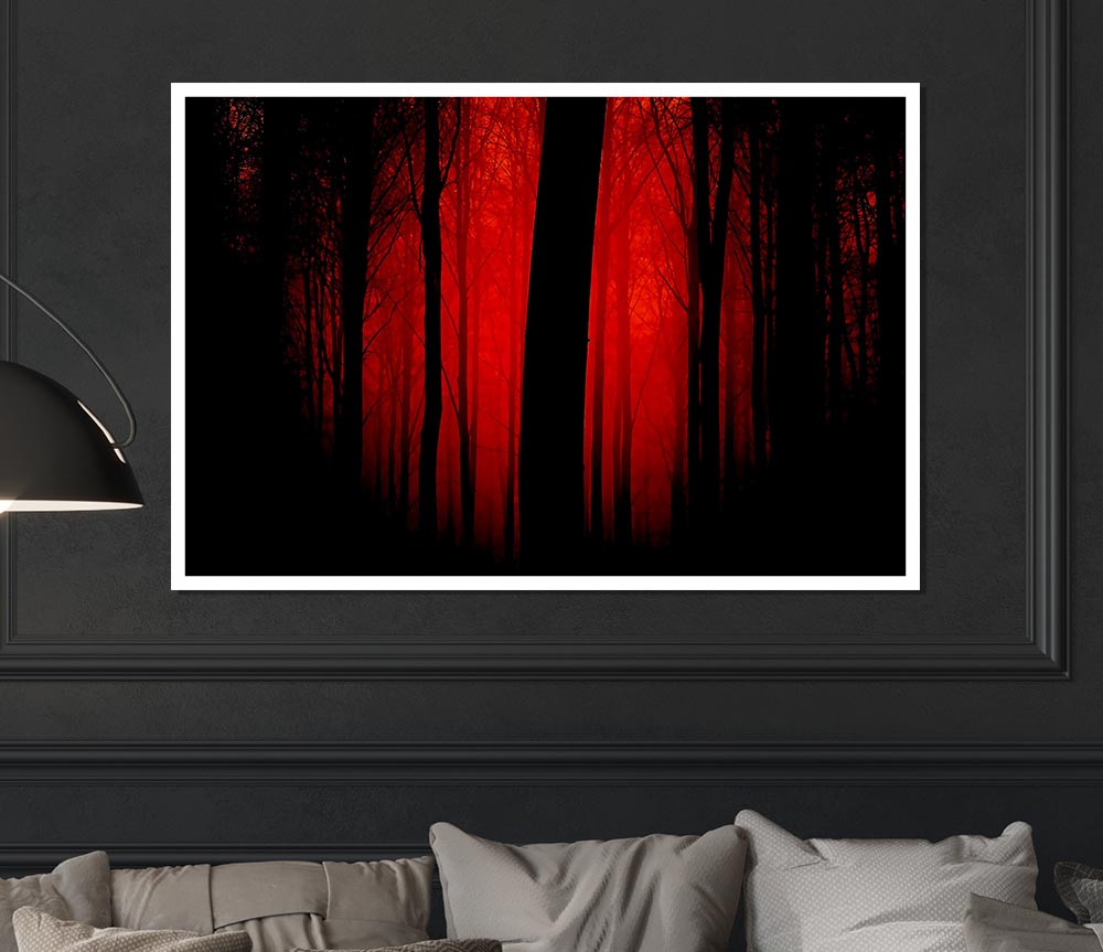 Blood Red Forest Print Poster Wall Art