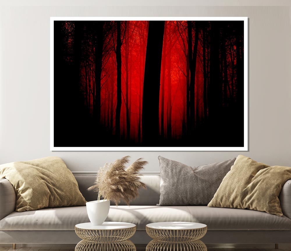 Blood Red Forest Print Poster Wall Art