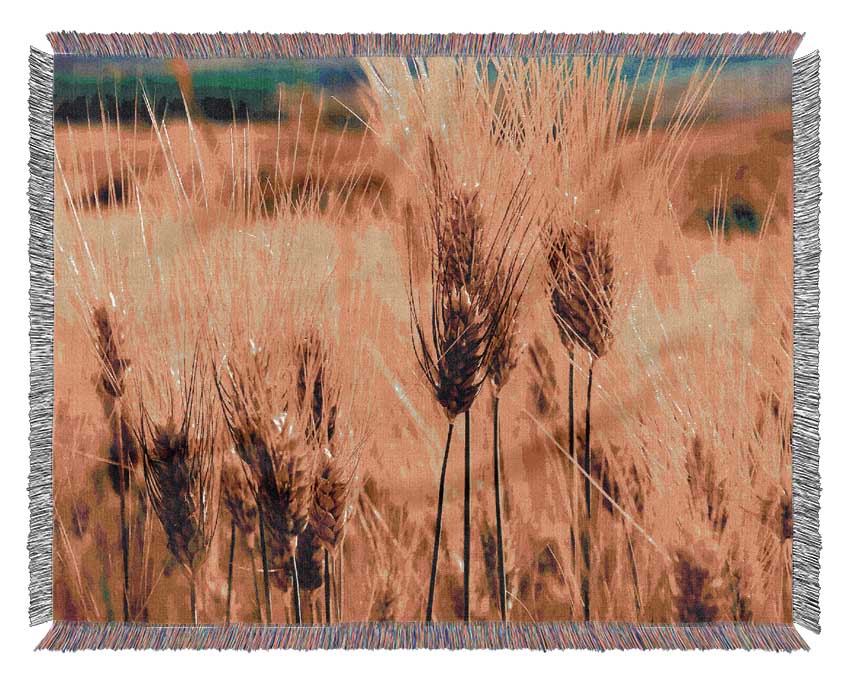 Wheat Field Near The Forest Woven Blanket