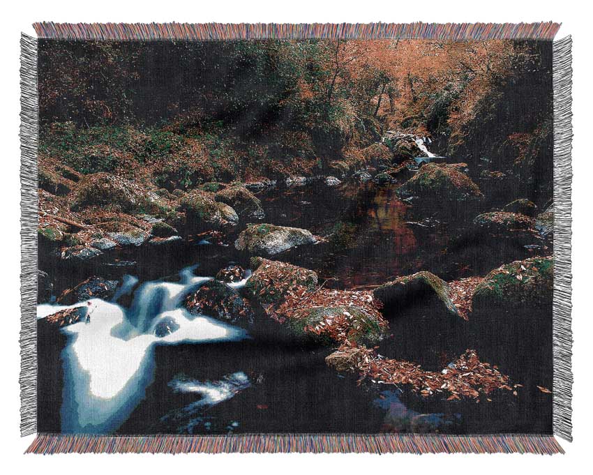 Autumn Forest River Woven Blanket