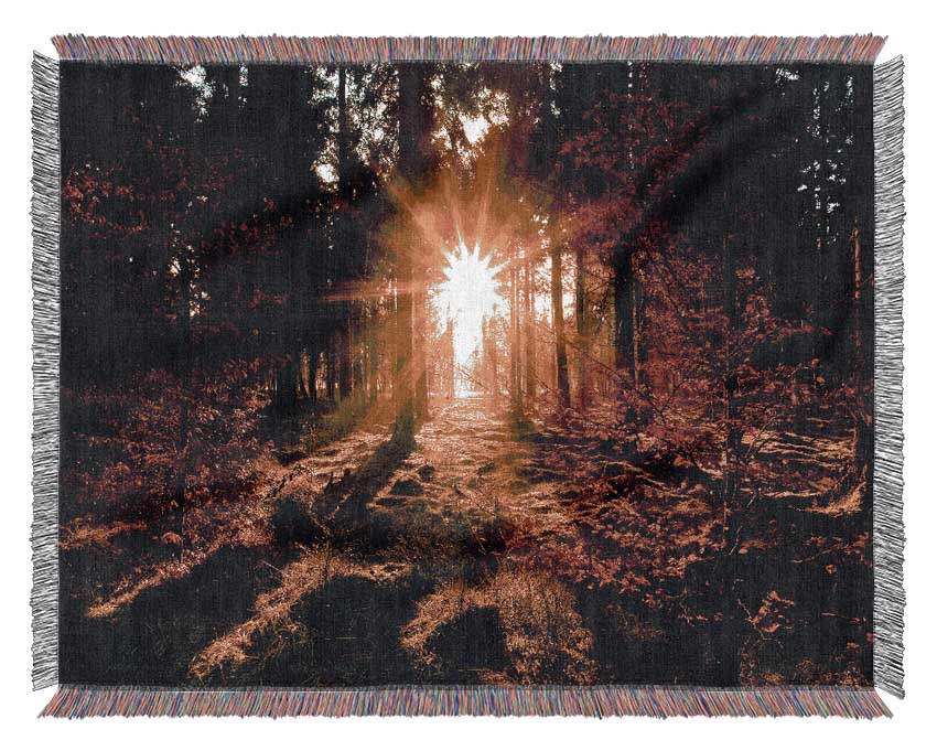 The Beaming Forest Sun Woven Blanket
