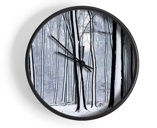 Forest Snow Trees Clock - Wallart-Direct UK