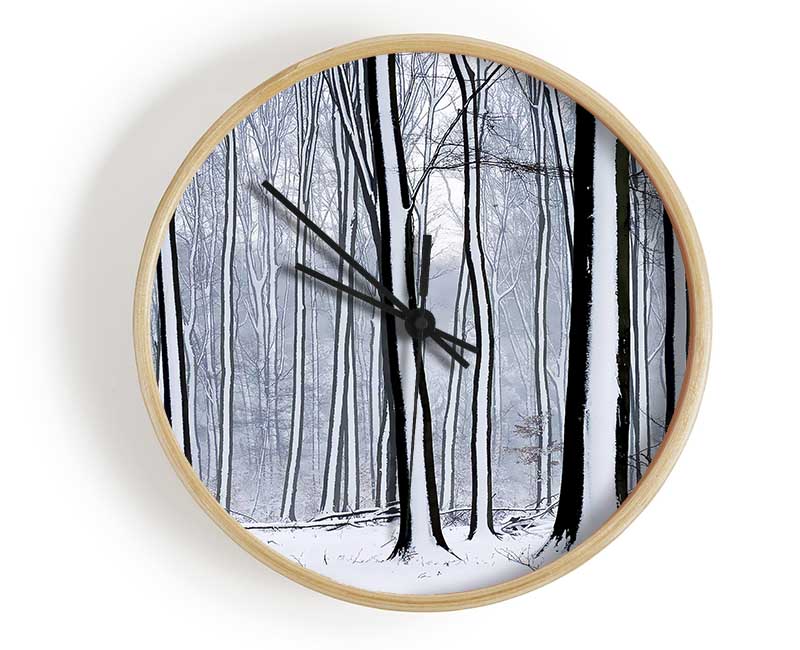 Forest Snow Trees Clock - Wallart-Direct UK