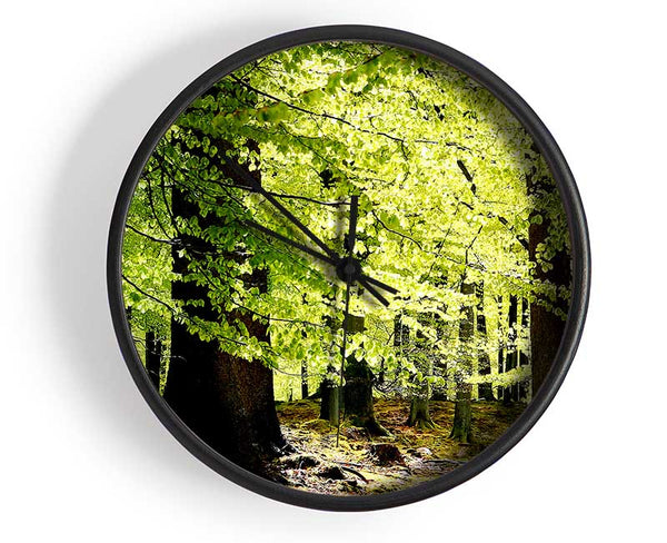 Green Leaves Forest Walk Clock - Wallart-Direct UK