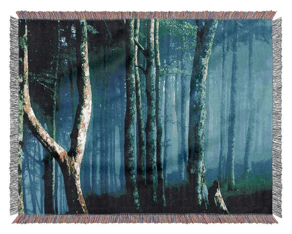 Midnight Blue Forest Woven Blanket