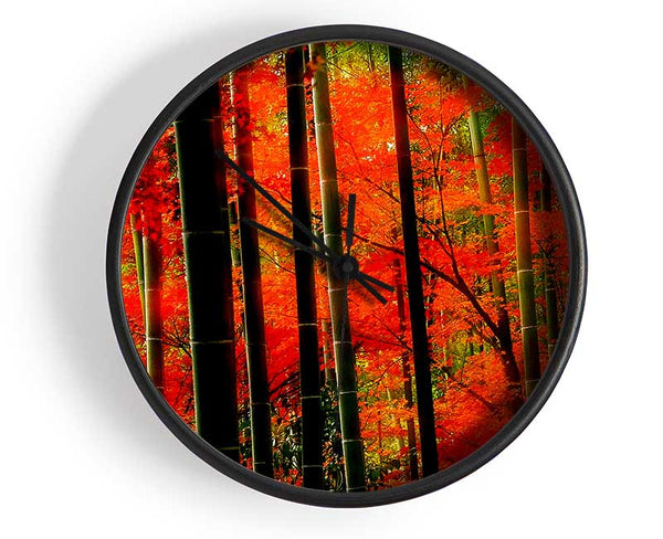 Red Autumn Forest Clock - Wallart-Direct UK