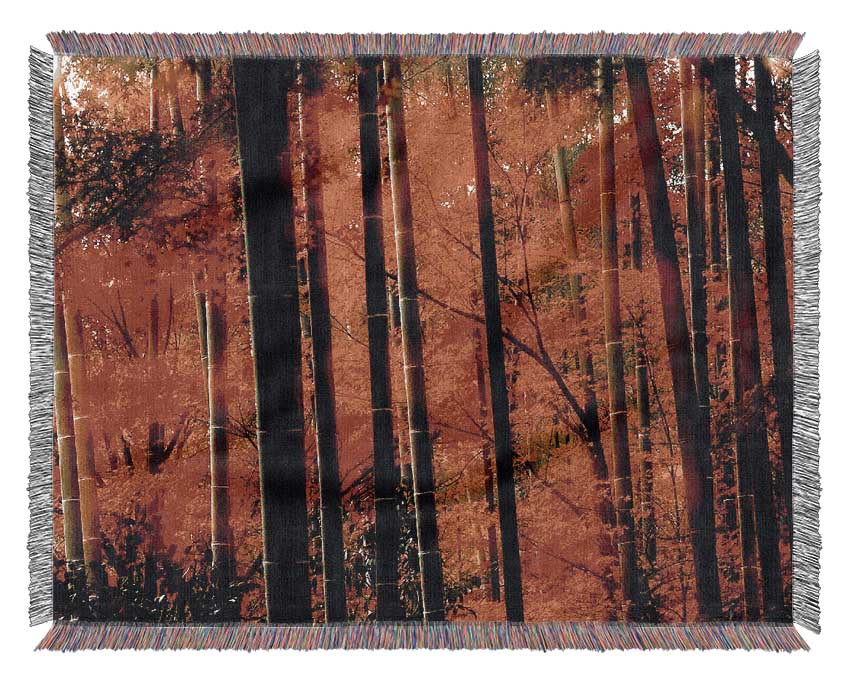 Red Autumn Forest Woven Blanket