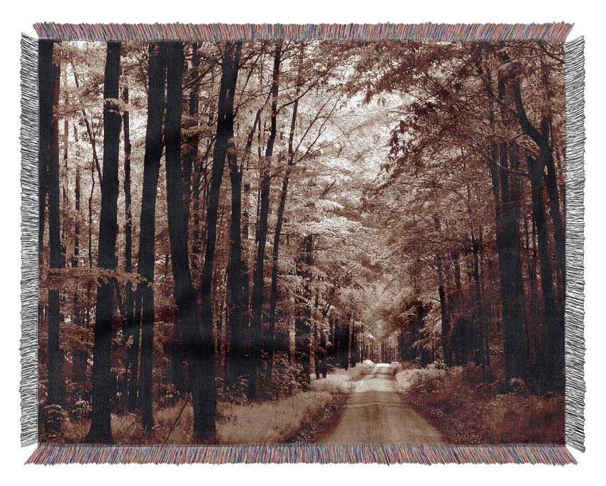 The Brown Forest Road Woven Blanket