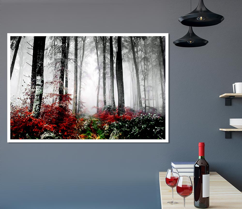 Forest Mist Morning Print Poster Wall Art
