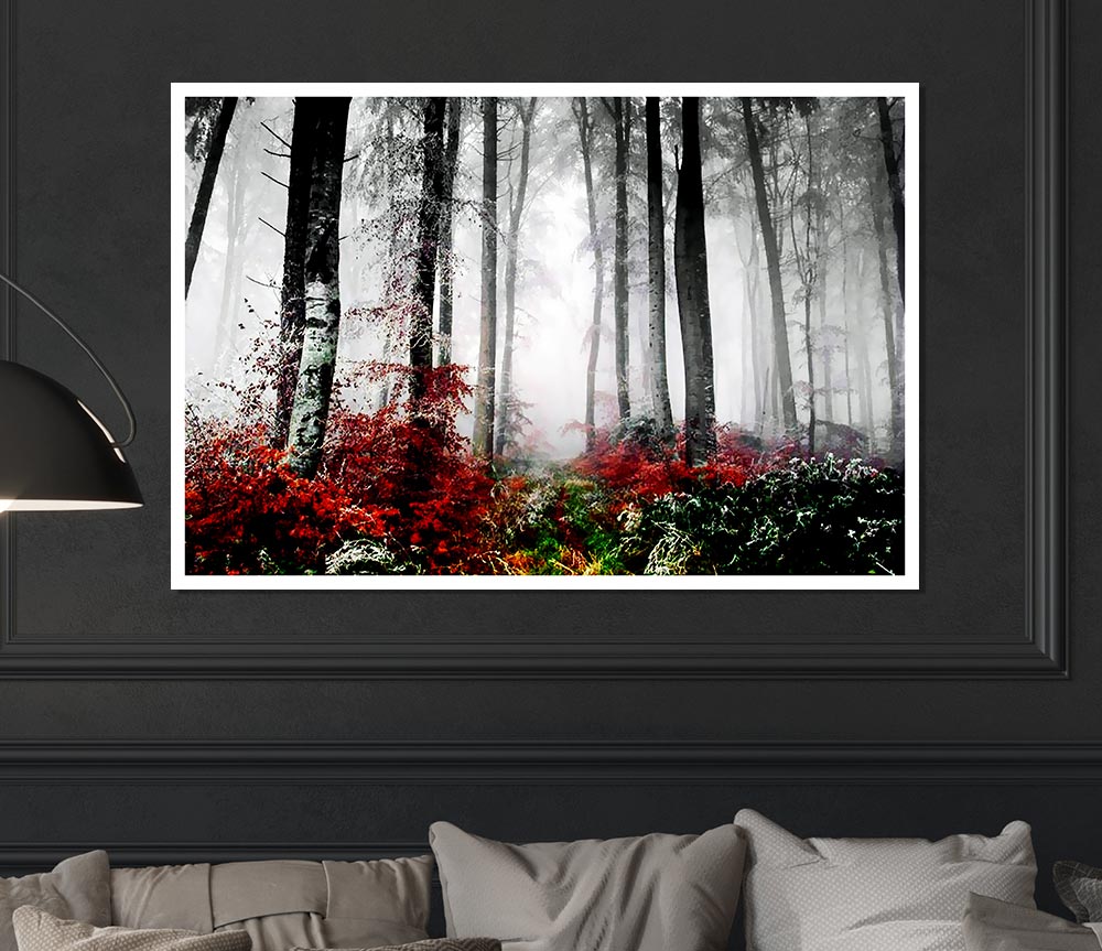 Forest Mist Morning Print Poster Wall Art