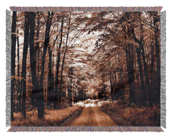 Hidden Chocolate Forest Road Woven Blanket