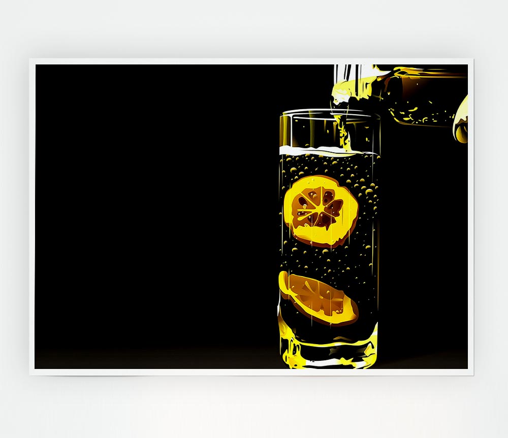 Water With Lemon Print Poster Wall Art