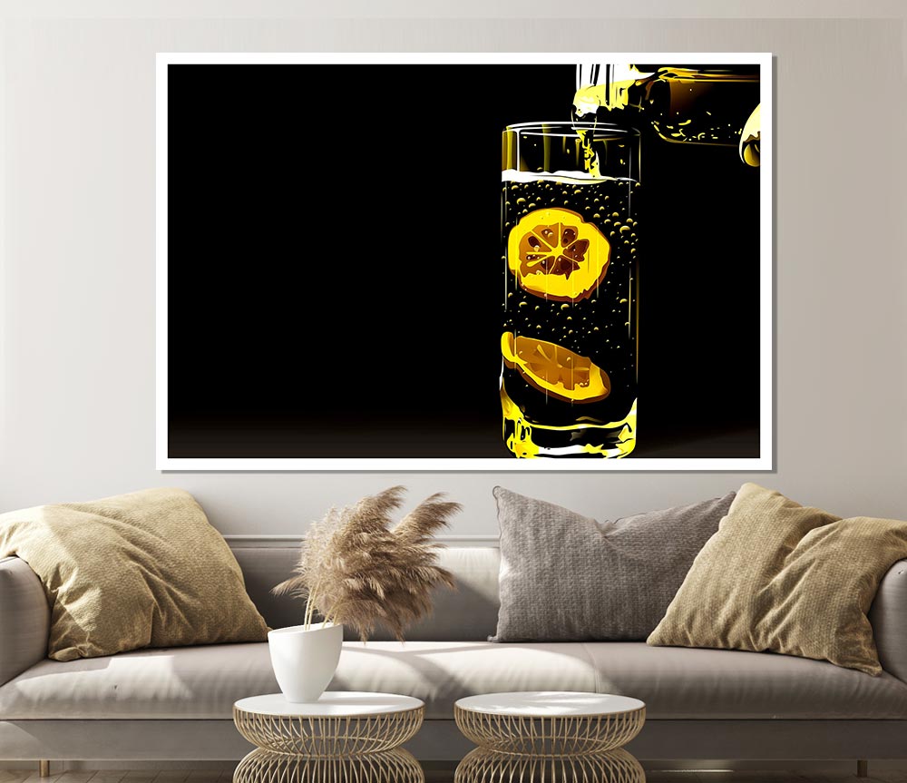 Water With Lemon Print Poster Wall Art