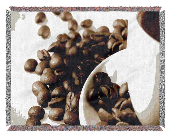 Coffee Cup With Beans Woven Blanket