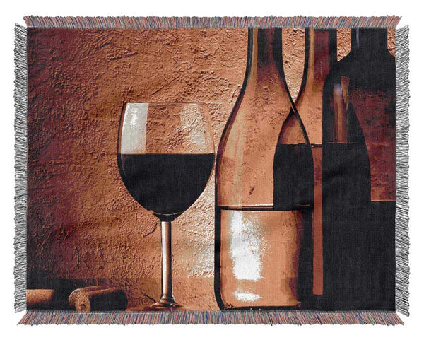 Wine Bottles And Glasses Woven Blanket