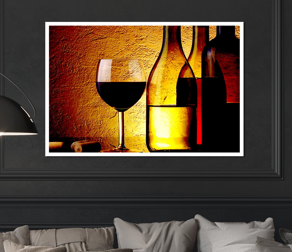 Wine Bottles And Glasses Print Poster Wall Art