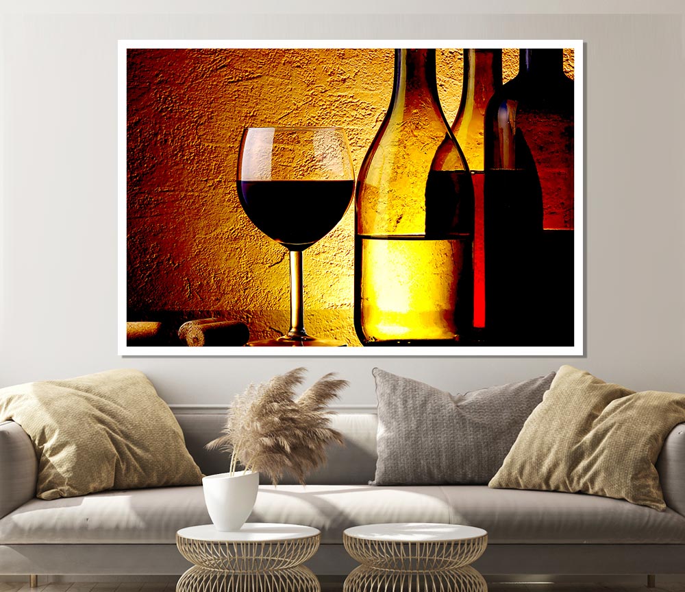 Wine Bottles And Glasses Print Poster Wall Art