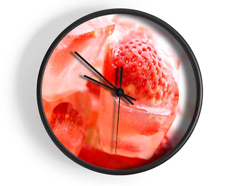 Strawberries On Ice Cubes Clock - Wallart-Direct UK