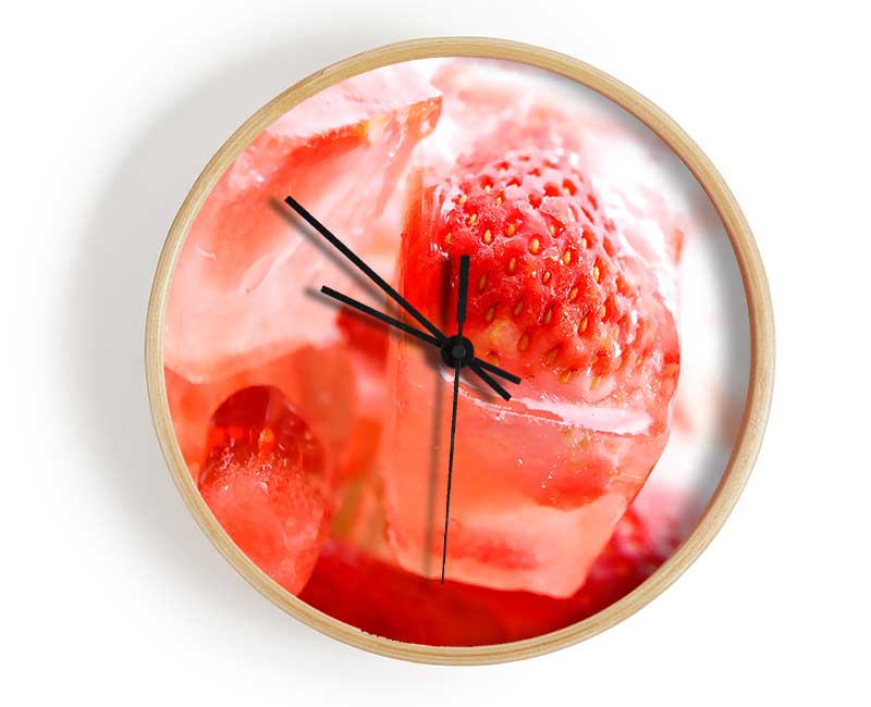 Strawberries On Ice Cubes Clock - Wallart-Direct UK