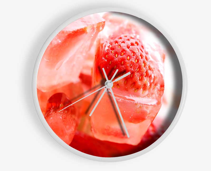 Strawberries On Ice Cubes Clock - Wallart-Direct UK
