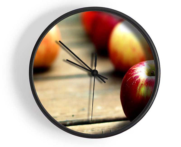 Red Apples Close Up Clock - Wallart-Direct UK