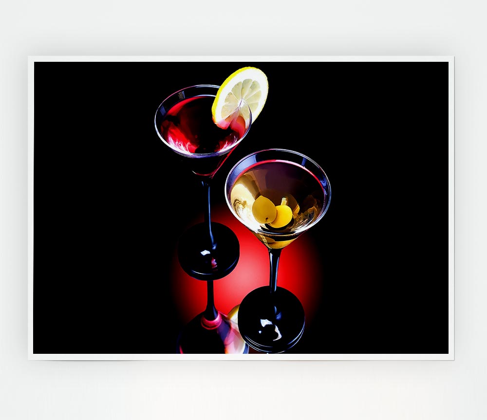 Two Cocktails Print Poster Wall Art