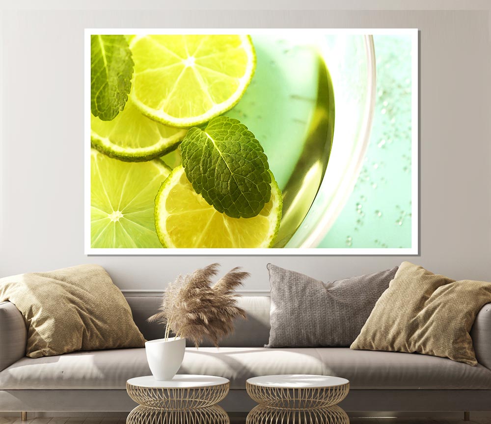 Lemon And Mint Print Poster Wall Art