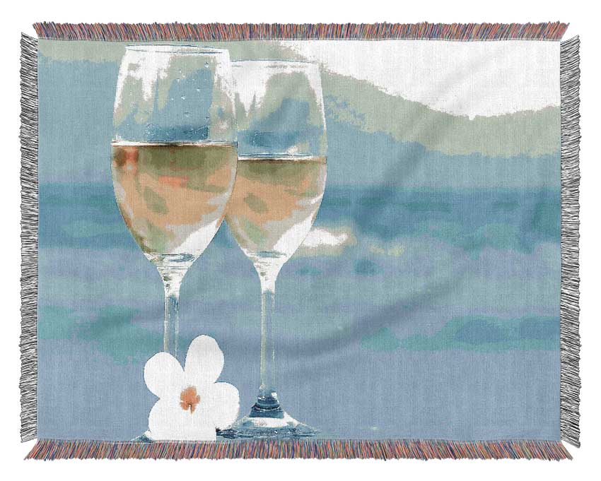 White Wine Glasses Woven Blanket