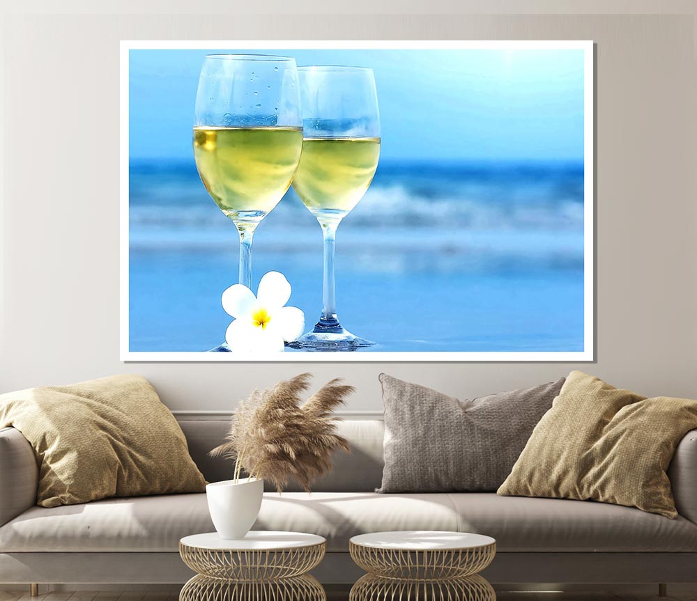 White Wine Glasses Print Poster Wall Art