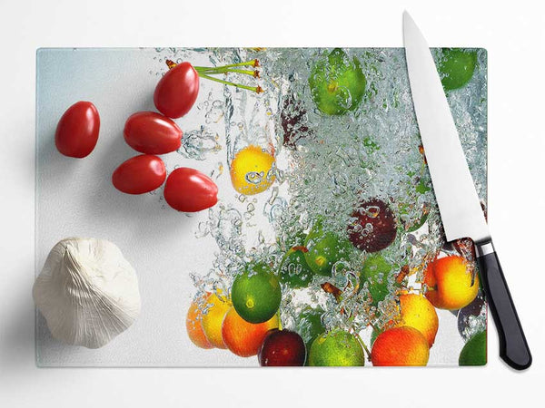 Fresh Fruits Glass Chopping Board