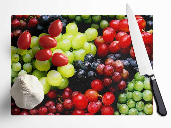 Nothing But Grapes Glass Chopping Board