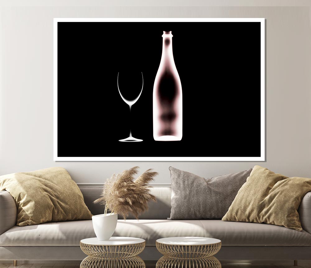 X Ray Wine Bottle Print Poster Wall Art