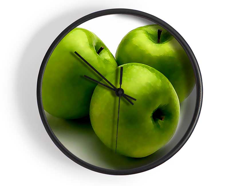 Shining Green Apples Clock - Wallart-Direct UK