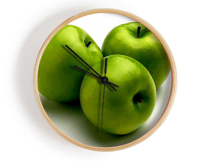 Shining Green Apples Clock - Wallart-Direct UK