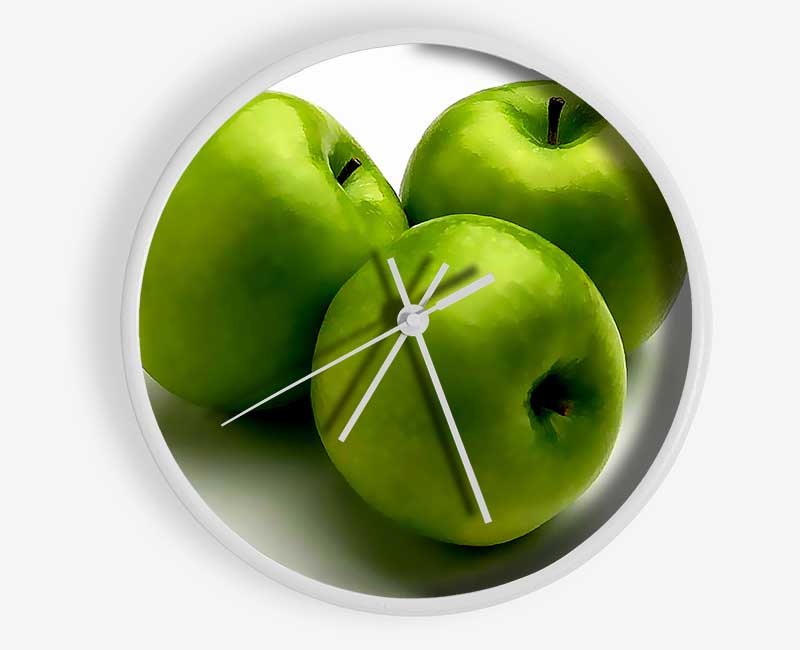 Shining Green Apples Clock - Wallart-Direct UK